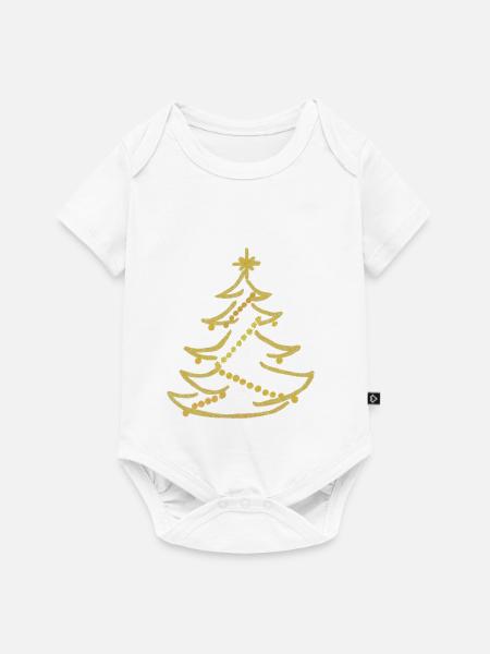 eleganter Weihnachtsbaum - Baby Premium Kurzarmbody - Weiß