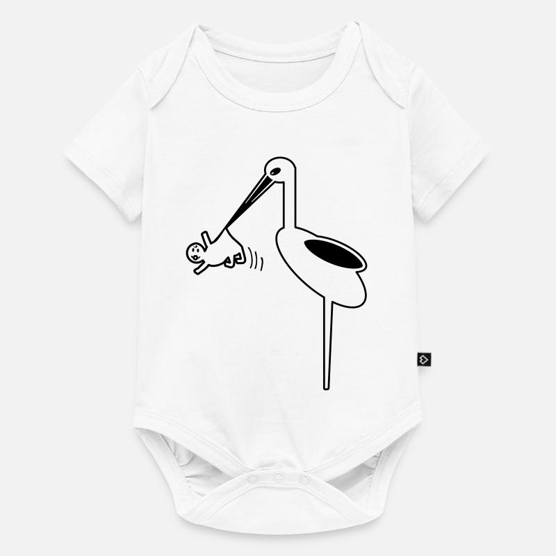 Cigogne avec bébé sage-femme, naissance de cigogne - Body à manches courtes Premium Bébé - blanc