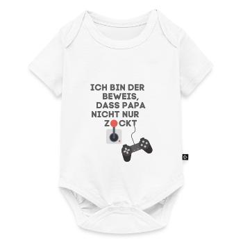 Baby Papa zocken Gaming - Baby Premium Kurzarmbody - Weiß - Vorne
