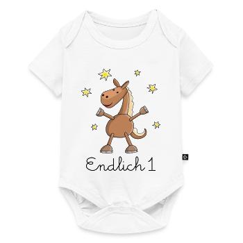 Pferd "Endlich 1." Erster Geburtstag - Baby Premium Kurzarmbody - Weiß - Vorne