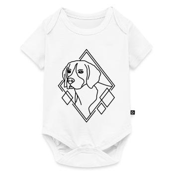 Beagle en forme géométrique - Conception d’art au trait - Body à manches courtes Premium Bébé - blanc - Devant