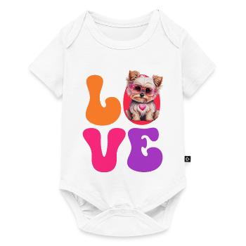 Hund Yorkshire Terrier - Baby Premium Kurzarmbody - Weiß - Vorne