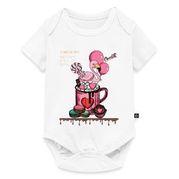 Sweet Flamingo Coffee Delight - Baby Premium short-sleeve bodysuit - white - Front
