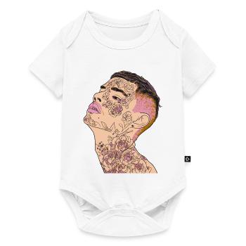 Floral Inked Portrait for Modern Fashion - Baby Premium short-sleeve bodysuit - white - Front