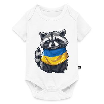 Cute raccoon with Ukraine bandana - Baby Premium short-sleeve bodysuit - white - Front