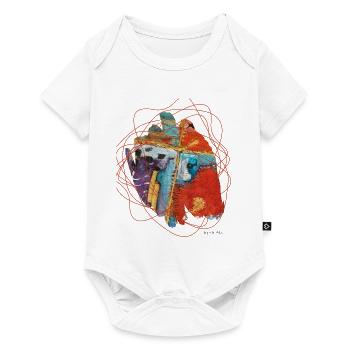 Vibrant abstract art with chaotic lines - Baby Premium short-sleeve bodysuit - white - Front