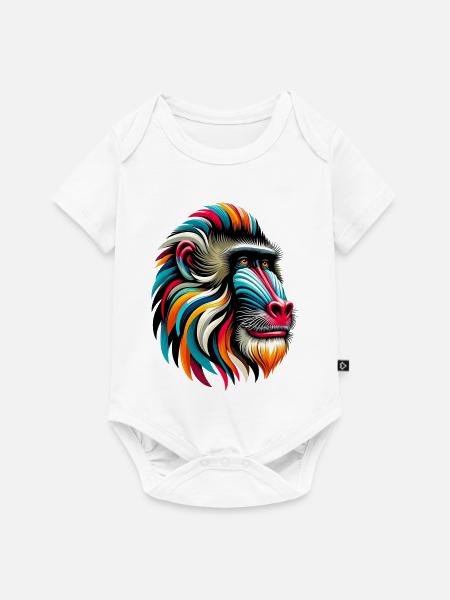 Mandrill-Affe - Baby Premium Kurzarmbody - Weiß