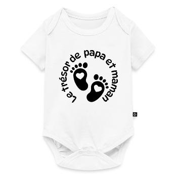 Design nouveau né - trésor de papa et maman - Body à manches courtes Premium Bébé - blanc - Devant