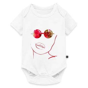 Art abstrait avec des lunettes de soleil et des lèvres rouges - Body à manches courtes Premium Bébé - blanc - Devant