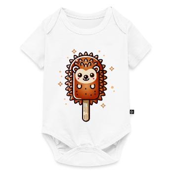 cute hedgehog ice cream motif for summer - Baby Premium short-sleeve bodysuit - white - Front