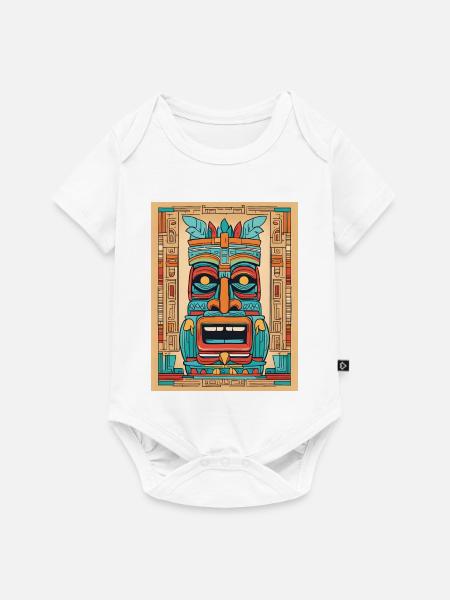 Tiki Maske farbenfroh - Baby Premium Kurzarmbody - Weiß
