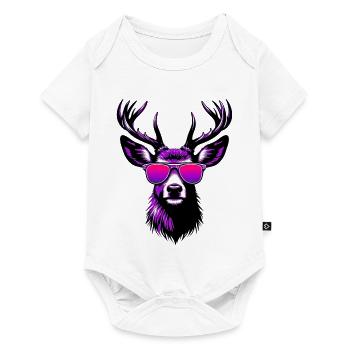 Cerf avec lunettes de soleil - Body à manches courtes Premium Bébé - blanc - Devant