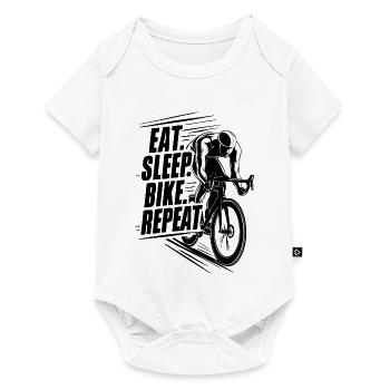 Cycliste en action Silhouette, manger dormir vélo répéter - Body à manches courtes Premium Bébé - blanc - Devant