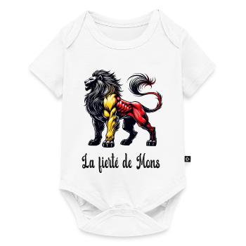 Motif du drapeau lion de Mons - Body à manches courtes Premium Bébé - blanc - Devant