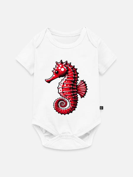 Seepferdchen - Baby Premium Kurzarmbody - Weiß