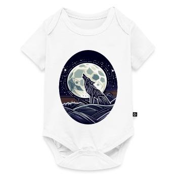 Loup géométrique et pleine lune - Body à manches courtes Premium Bébé - blanc - Devant