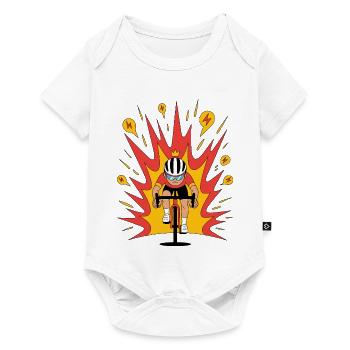 Angriffsmodus Radfahrer Krone Karikatur - Baby Premium Kurzarmbody - Weiß - Vorne