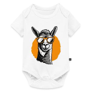 Lama avec lunettes de soleil - Body à manches courtes Premium Bébé - blanc - Devant