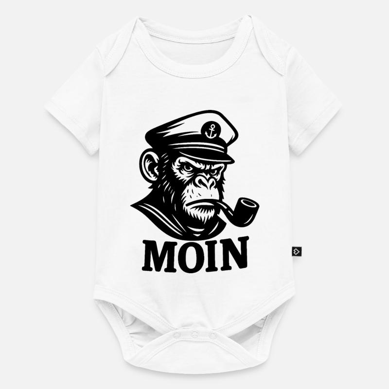 Capitaine Singe avec sifflet MOIN Design - Body à manches courtes Premium Bébé - blanc