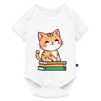 Cat with books - Baby Premium short-sleeve bodysuit - white - Front