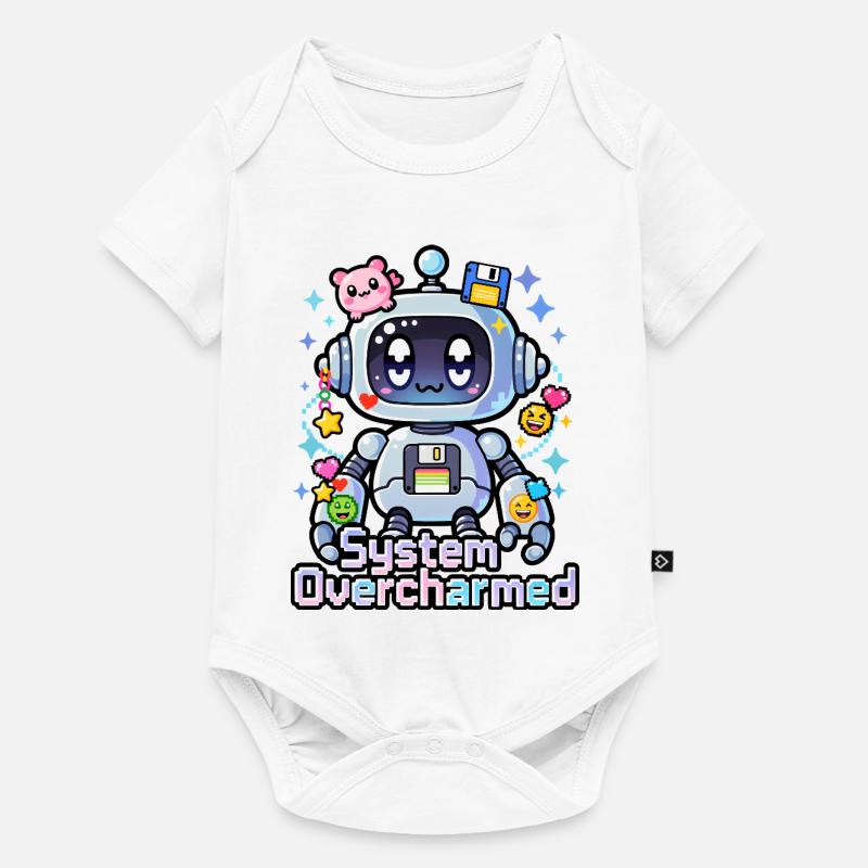 🤖 - System Overcharmed – Roboter mit digitalen Charms - Baby Premium Kurzarmbody - Weiß
