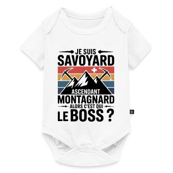 T-shirt Savoyard Montagnard – Qui est le bosse  - Body à manches courtes Premium Bébé - blanc - Devant