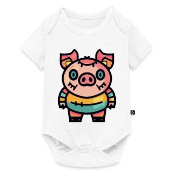 Schwein Halloween Zombie - Baby Premium Kurzarmbody - Weiß - Vorne