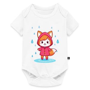 Petit renard chibi en imperméable - Body à manches courtes Premium Bébé - blanc - Devant