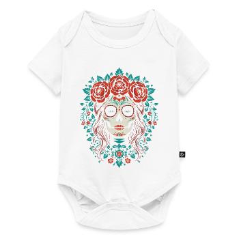 Sugar Skull Floral Crown - Baby Premium short-sleeve bodysuit - white - Front