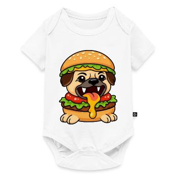 Drôle de carlin avec burger cheeseburger restauration rapide - Body à manches courtes Premium Bébé - blanc - Devant