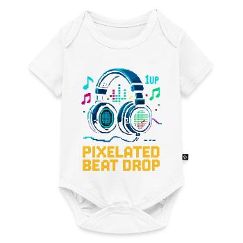 PIXELATED BEAT DROP Retro Pixel Headphones 1UP - Baby Premium short-sleeve bodysuit - white - Front