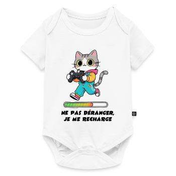 Chat gamer, ne pas déranger je me recharge - Body à manches courtes Premium Bébé - blanc - Devant