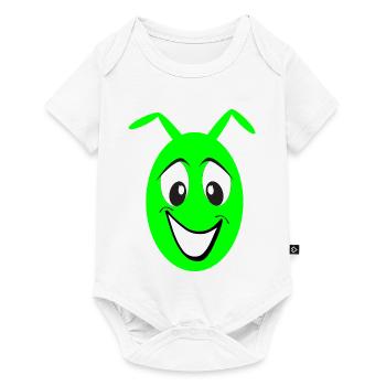 Green Cheerful Cartoon Face Monster - Baby Premium short-sleeve bodysuit - white - Front