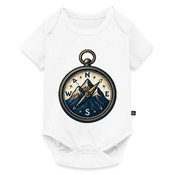 Compass on mountain background - skiing - hiking - Baby Premium short-sleeve bodysuit - white - Front