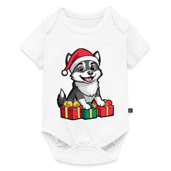 Cadeaux de Noël pour chiens husky - Body à manches courtes Premium Bébé - blanc - Devant