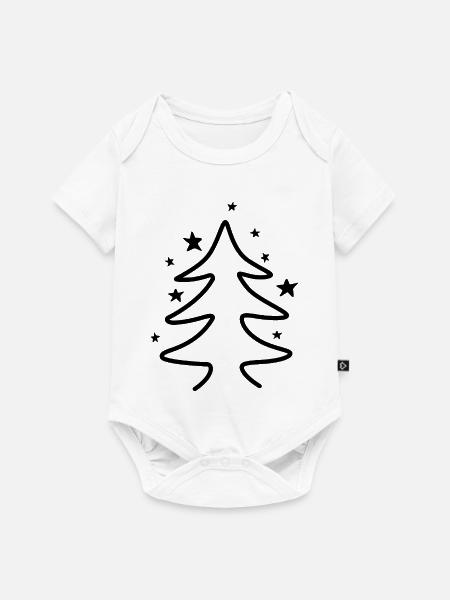 Minimalistischer Weihnachtsbaum mit Sternen - Baby Premium Kurzarmbody - Weiß