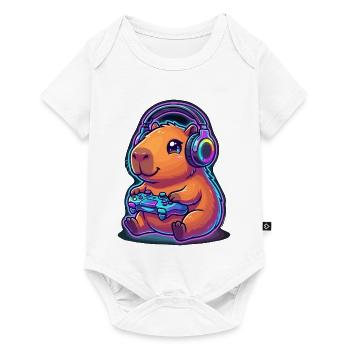 Capybara Gaming Gamer Wasserschwein Zocken - Baby Premium short-sleeve bodysuit - white - Front