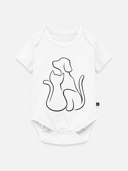 Hund und Katze Tierliebe - Baby Premium Kurzarmbody - Weiß