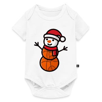 Basketball Snowman Sports de Noël - Body à manches courtes Premium Bébé - blanc - Devant