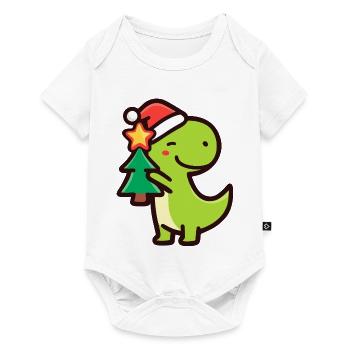 Kawaii Dino T-Rex avec sapin de Noël - Body à manches courtes Premium Bébé - blanc - Devant