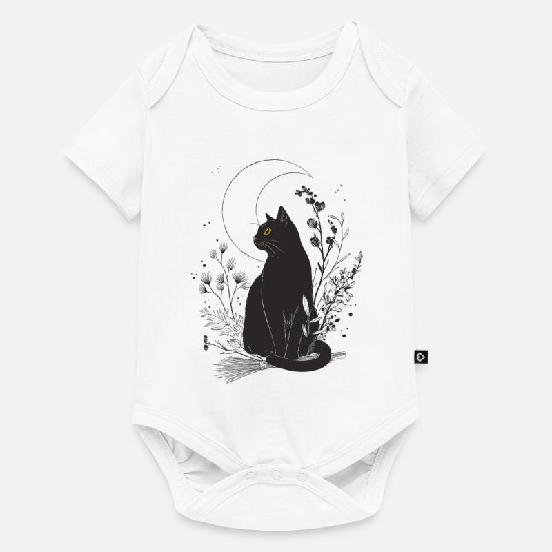 Chat noir au clair de lune - Body à manches courtes Premium Bébé - blanc