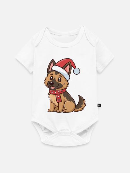 Puppy Shepherd Weihnachtshut Rot - Baby Premium Kurzarmbody - Weiß