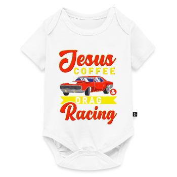 Jesus Coffee et conception de voitures musclées pour la course de dragsters - Body à manches courtes Premium Bébé - blanc - Devant