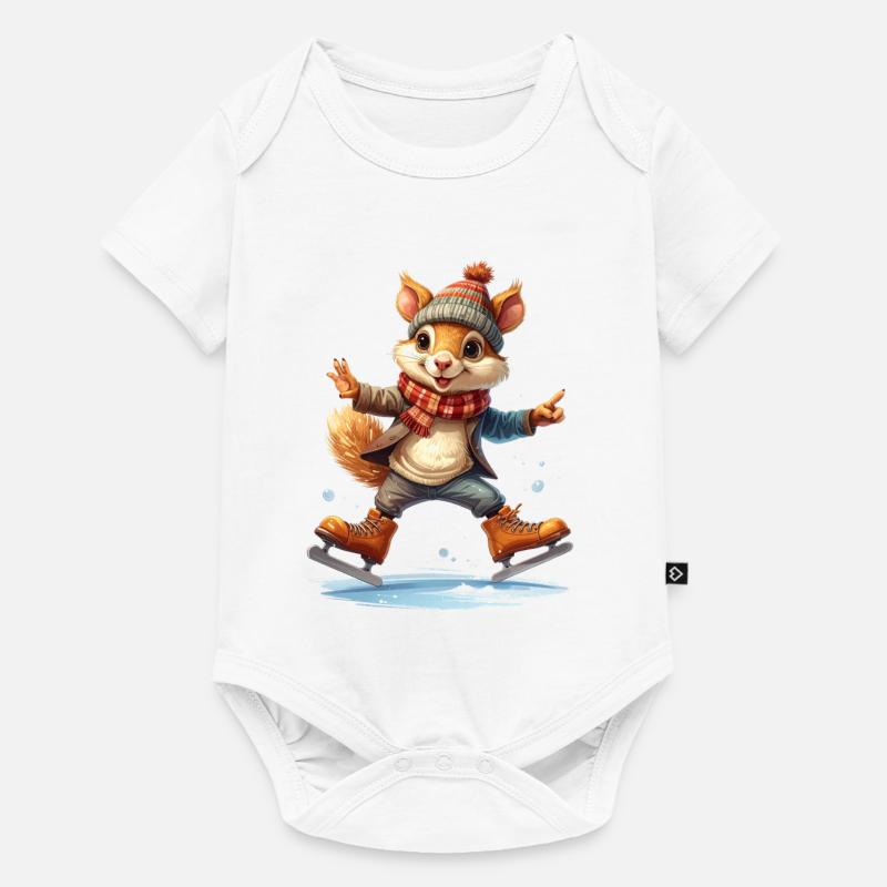 Ein Eichhörnchen fährt Schlittschuh - Baby Premium Kurzarmbody - Weiß