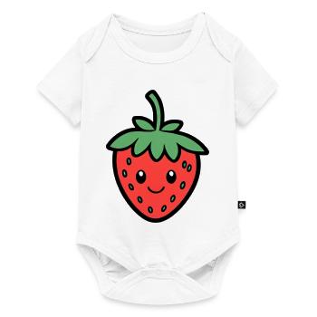Design du sourire fraise Kawaii - Body à manches courtes Premium Bébé - blanc - Devant