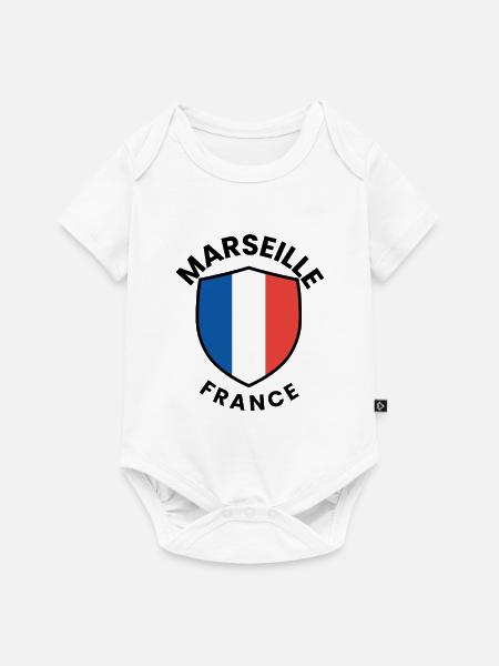 Marseille-Flaggenschild - Baby Premium Kurzarmbody - Weiß