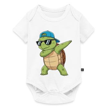 Dessin animé de lunettes de soleil tortue à faire du dabping cool - Body à manches courtes Premium Bébé - blanc - Devant