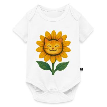 Sunflower Cat Smile Watercolor - Baby Premium short-sleeve bodysuit - white - Front