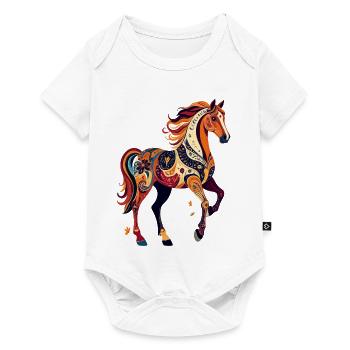 Ornamentpferd bunte Muster abstrakte Pferde Grafik - Baby Premium Kurzarmbody - Weiß - Vorne