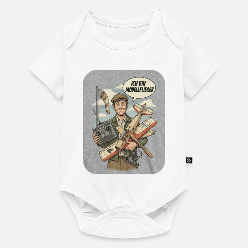 Modèle réduit d’avion dans un style vintage - Body à manches courtes Premium Bébé - blanc